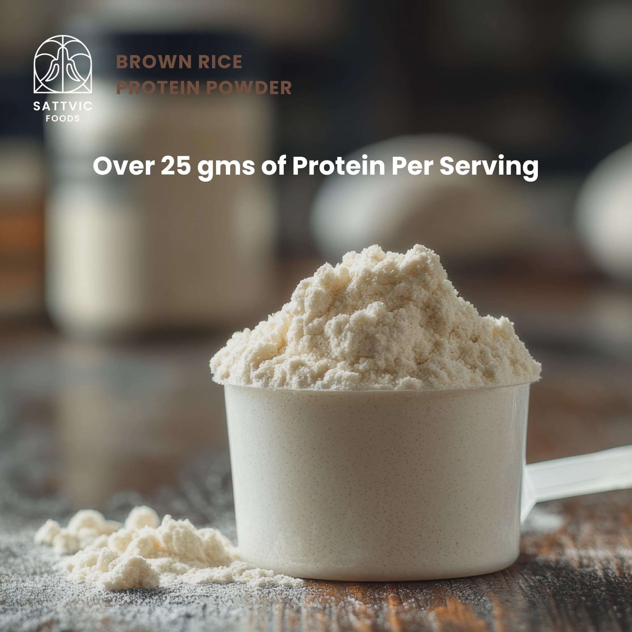 Sattvic Foods Brown Rice Protein Powder (300 g) | Certified Organic, Over 25 g Protein Per Serving | Plant-Based, Unflavoured, No Sugar, No Lactose, Muscle Builder | Mix into Smoothies & Recipes - Image 4 thumbnail