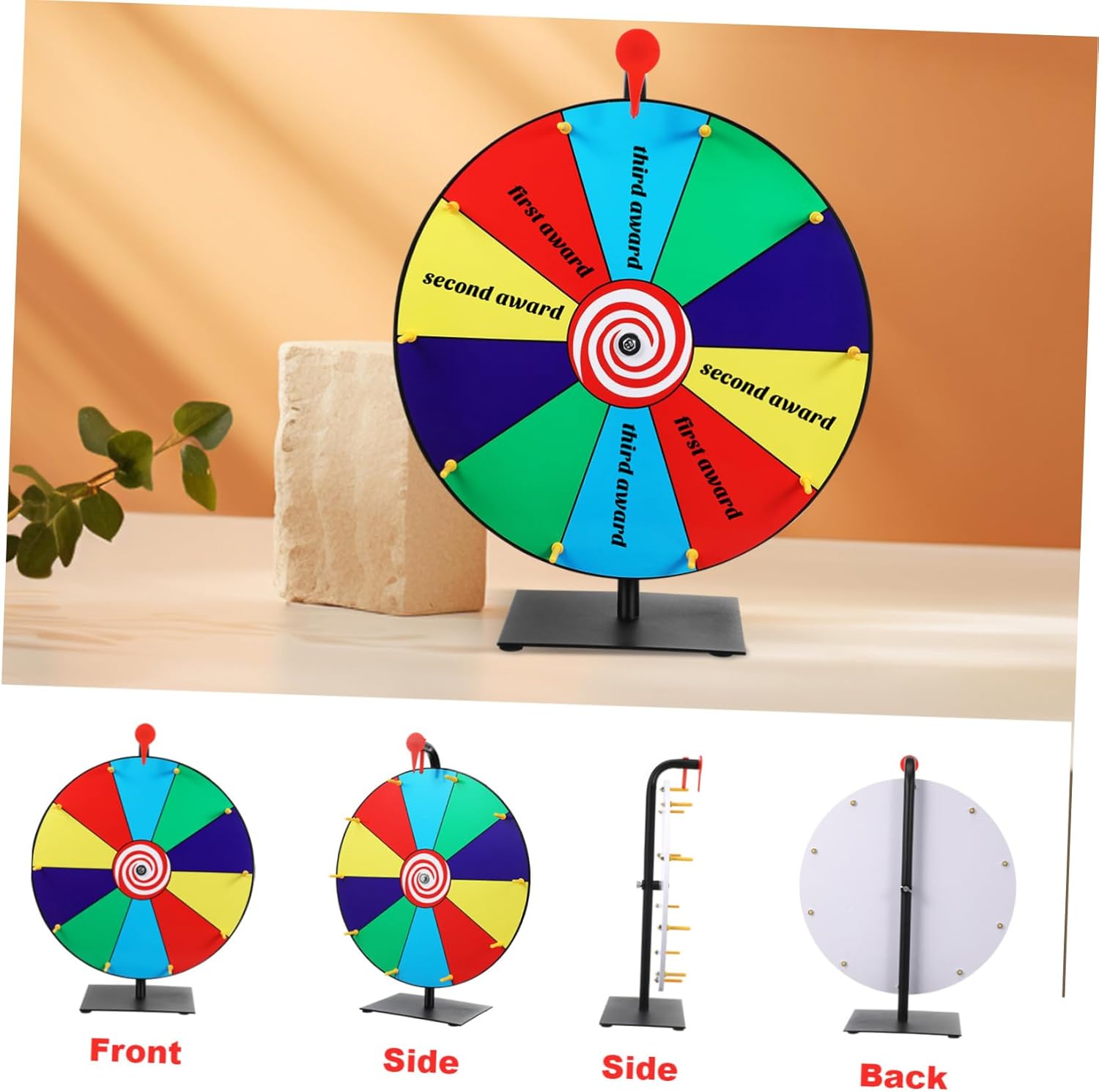 Vaguelly Lucky Wheel Prize Wheel Big Size for Classroom Roulette Stable Base Easy Setup