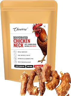 Chewers Dehydrated Chicken Neck Dog Training Treats | 100% Natural Human-Grade | High Protein, Low Fat | Air Dried Dog Den... Price In India