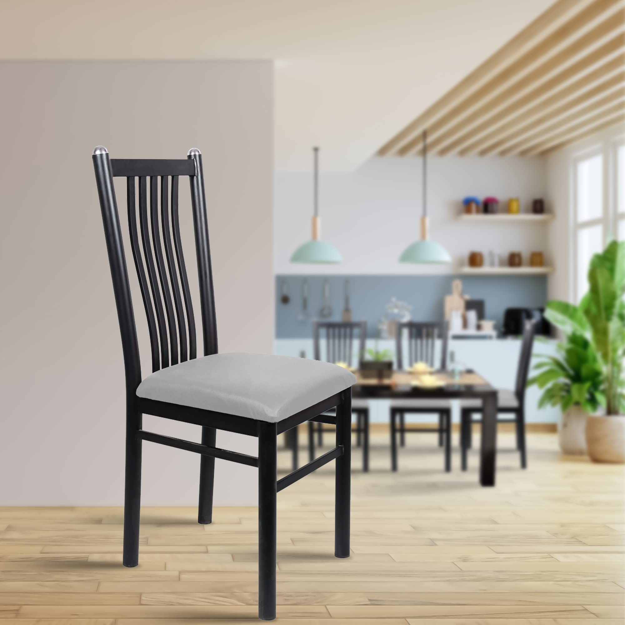 ROSE® Apollo | 1-Years Warranty Included | Dining Chair | Cushioned Seating | Kitchen & Dining Room Chair (Grey, Metal)