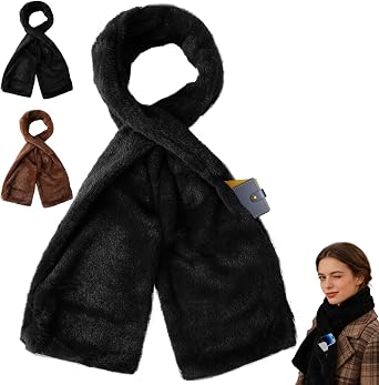 Faux-Fur Pull Through Scarf With Hidden Zipper Pocket, Fur Neck Collar Scarf, Cozy Wrap