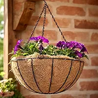 Vaso Suspenso de Fibra de Coco Natural com Corrente e Gancho, 20cm de Diâmetro, Suporte Metálico para Plantas Pendentes, Decoração Rústica para Jardim e Varanda (1)