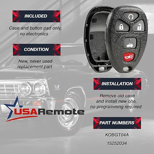 Miniatura 3 de Se adapta a la parte # 22733524 Shell Case & Pad Key Fob Keyless Entry Remote (sin electrónica)