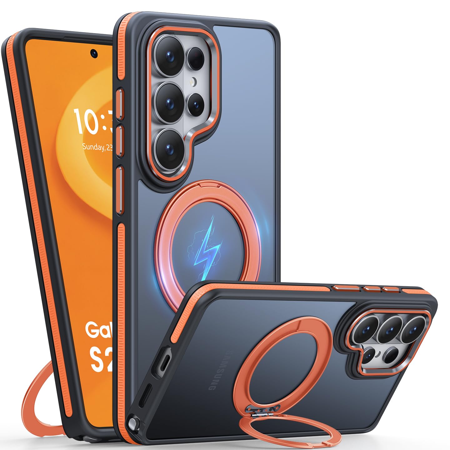 Coque pour Samsung Galaxy S26 Ultra avec anneau magnétique rotatif à 360° [compatible Qi2/MagSafe], coque de protection robuste de qualité militaire contre les chutes avec [lot de 2] protecteur