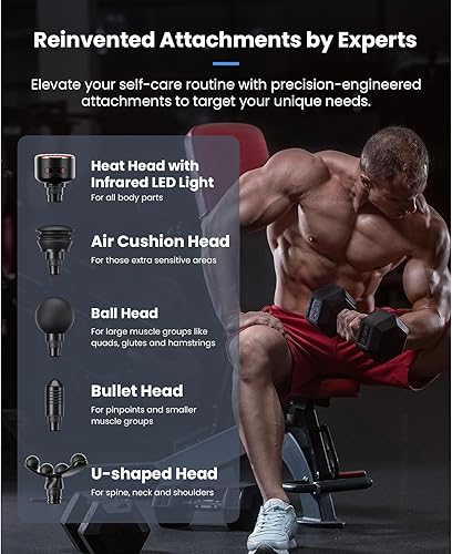 Miniatura 7 de BOB AND BRAD Pistola de masaje A2 Ultra con cabezal de calor infrarrojo de luz roja, elegible para FSAHSA, pistola de masaje de percusión