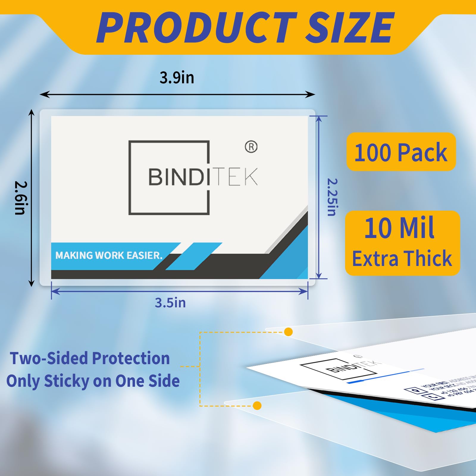 Binditek Bolsas de laminación autosellantes de 10 mil, 2.6 x 3.9 pulgadas