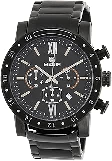 ساعة انالوج بعقارب من الستانلس ستيل للرجال ميجر MS3008G - BK-1 بمينا أسود