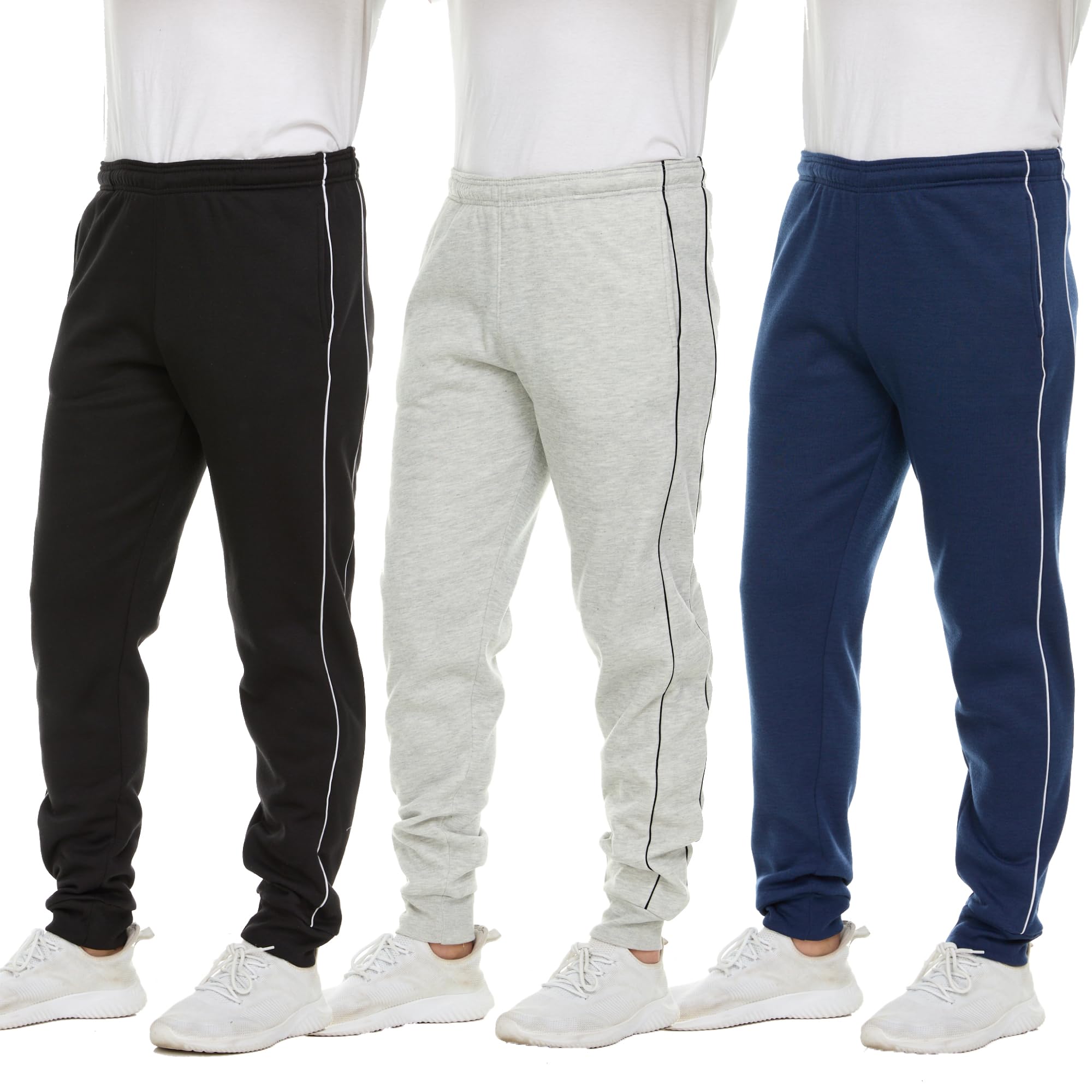 Essential Elements 3 Pack Mens Tech Fleece Ultra-Soft Warm Jogger Athletic Sweatpants with Pockets