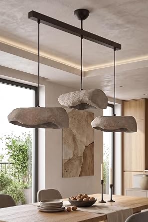 Stonelith Handmade 3l  Karbon Beton Avize 60x60 cm | Modern Sark t Avize | E27 Duylu Beton Avize | Salon, Yemek Odas  ve Mutfak Adas  Ayd nlatmas  | CE Belgeli | HMY Design [Enerji S n f  A]