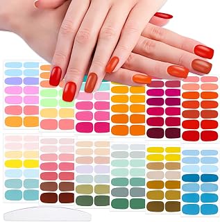 WOKOTO 12 Sheets 168 Pieces Multi-Color Solid Nail Polish Strips for Women, Solid Gel Nail Stickers Full Nail Wraps, Colorful Nail Polish Stickers Stick On Nails Polish Wraps Press On Nails for Nails