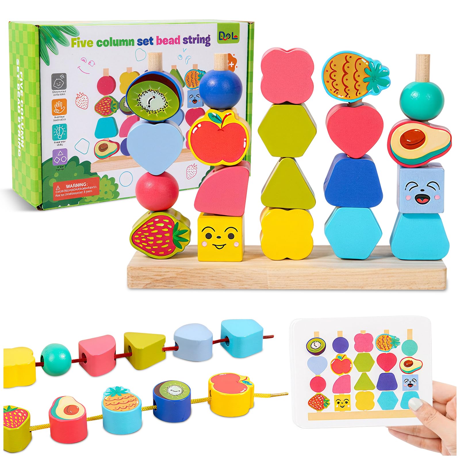 Regalo Niño 3 4 5 6 Años, Juguete Montessori, Bloques Construccion Niños, Bloques, Juegos de Apilar, Motricidad Fina, Juegos de Clasificación con Tarjetas, Regalo Educativo para Bebés, Niños y Niñas,