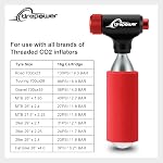 Co2 Gonflateur de pneus à vélo & 16 Grammaire Co2 Cartouches filetées