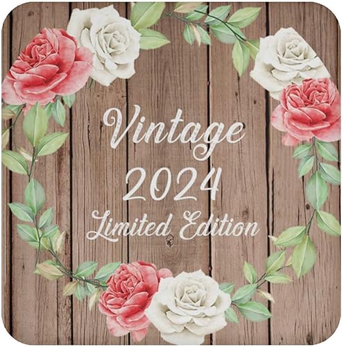 Gifts, 1st Birthday Vintage 2024 Limited Edition, Drink Coaster B Mat Wipe-Clean Non-Slip Non-Skid Cork Back - for Anniversary Christmas Mothers Day