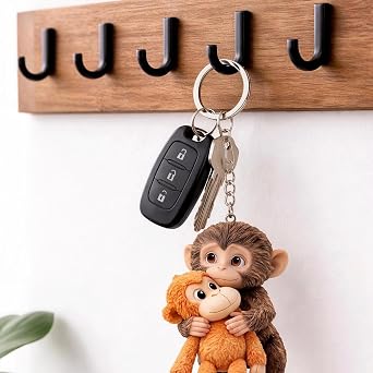 Protect Punch The Monkey Keychain Keyring – 3D Animal Bag Charm – Adorable 6.5cm Collectible Key Holder for Backpacks, Purses, and Car Keys
