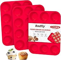 Vista 9 de Redfly Juego de 2 moldes de silicona para magdalenas y moldes para cupcakes para hornear - 12 tazas de tamaño regular libres de BPA para huevos