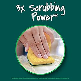 Scotch-Brite Heavy Duty Scrub Sponge, 45 Kitchen Sponges Designed for Tough Messes in The Kitchen That Last 3X Longer*, Best for Cast Iron Skillets and Outdoor Grills, Flexible, Durable, and Strong