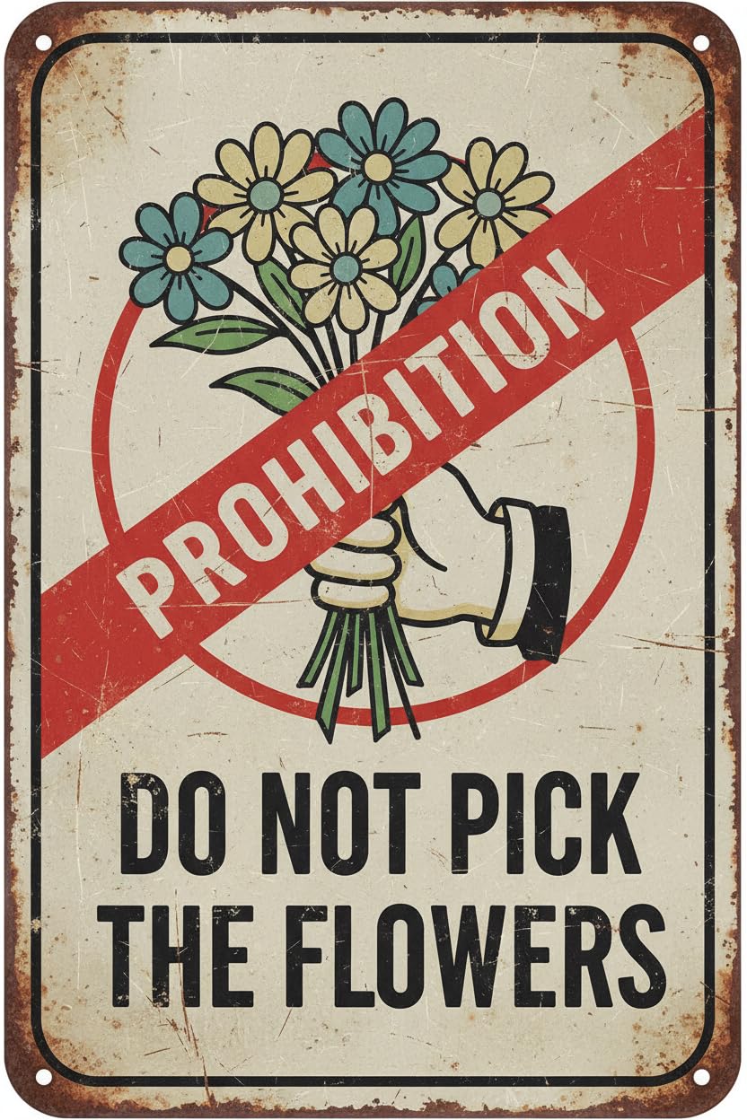 Do Not Pick The Flowers Metal Sign No Picking Plucking Keep Out Vintage Signs Aluminum Plates Printed