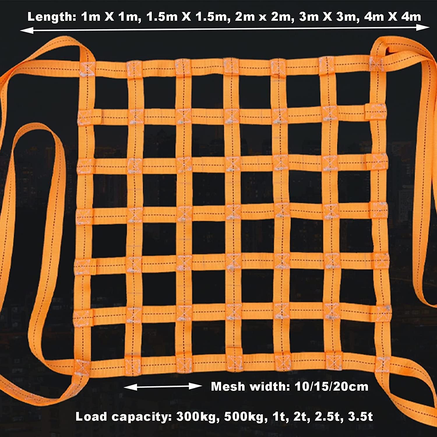 Lastenhebenetz, strapazierfähig, reißfest, elastisches Gepäcknetz für sichere Handhabung schwerer Lasten, rutschfestes Hebenetz für Ladungsschlinge, 300 kg Kapazität (1,5 m x 10 cm)