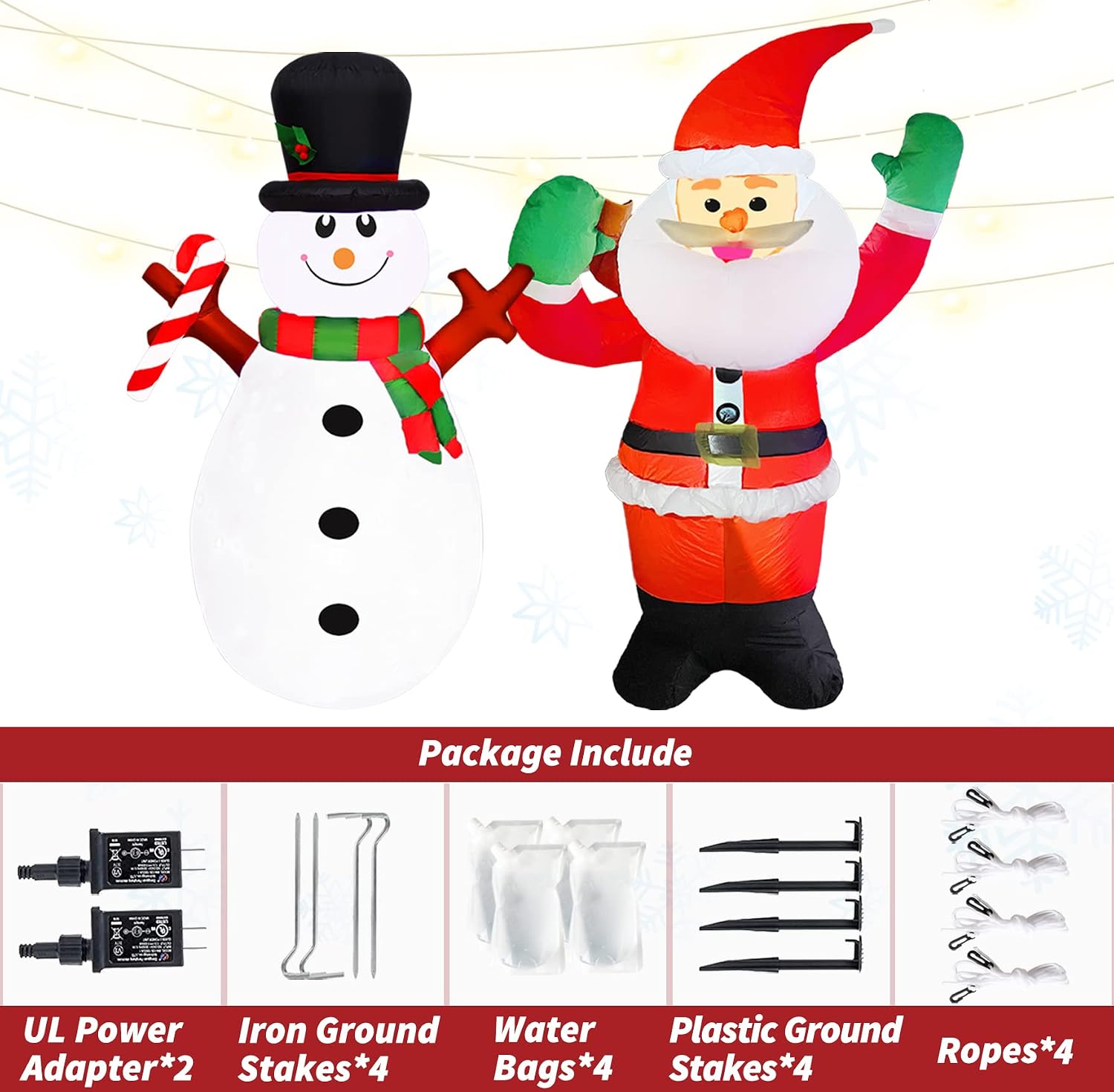 Christmas Inflatables Decorations, 2 Set-5 Foot Snowman with Rotating Lights and Santa Claus with Bright Lights, Christmas Decor Blow up for Indoor Outdoor Lawn Yard Garden