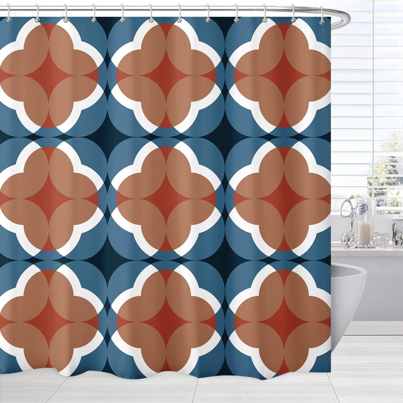 Łazienka zasłony prysznicowe szara i jasnobrązowa niebieska zasłona prysznicowa abstrakcyjny geometryczny wzór zasłona prysznicowa wystrój łazienki 240 x 175 cm (94 x 69 cali) zasłony prysznicowe