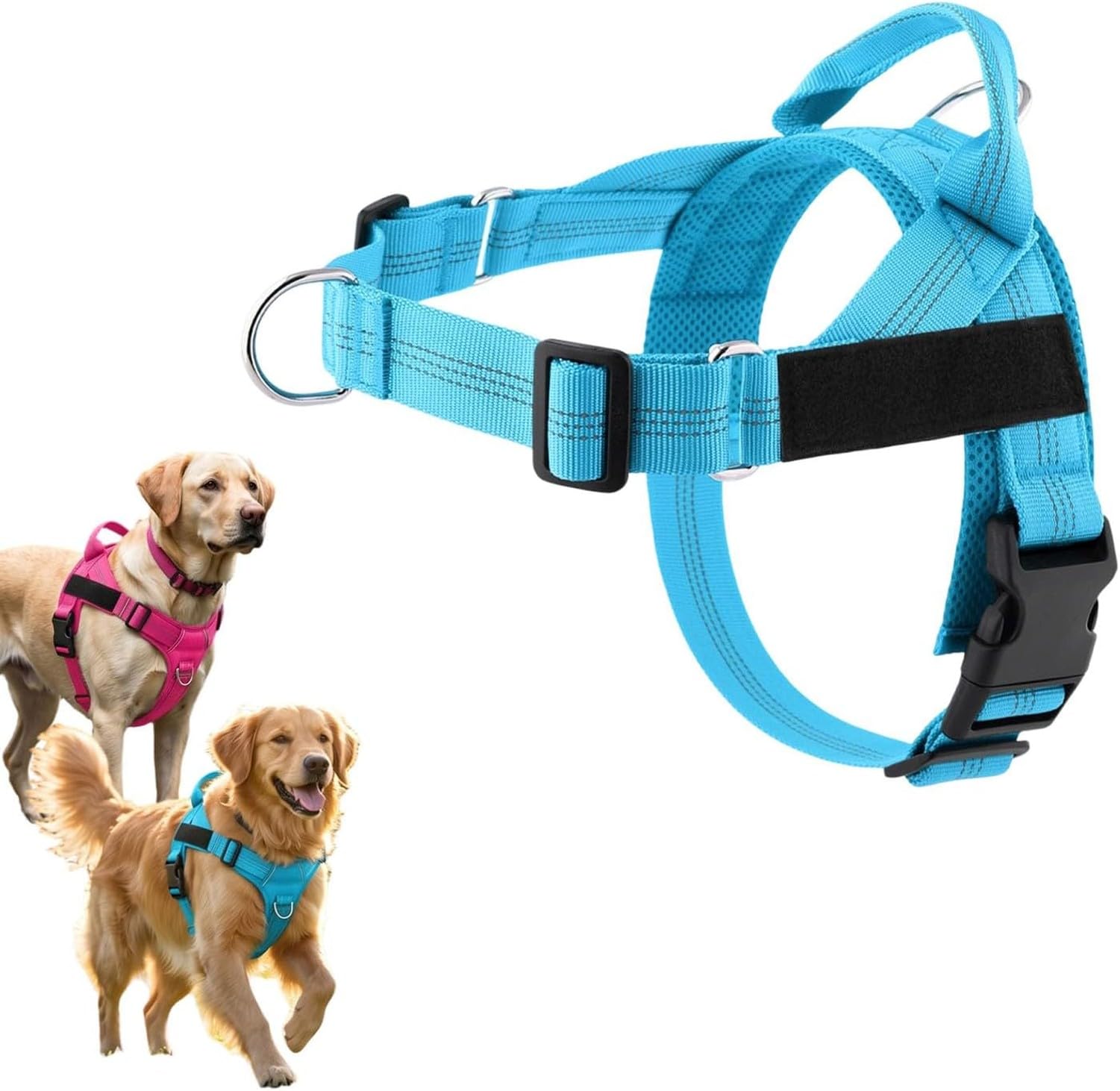 AIEIJJH No Pull Dog Harness Adjustable Reflective Nylon Vest for Small Medium Large Dogs with Easy Control Handle, Choke Free Comfort for Walking and Training, #E, XS