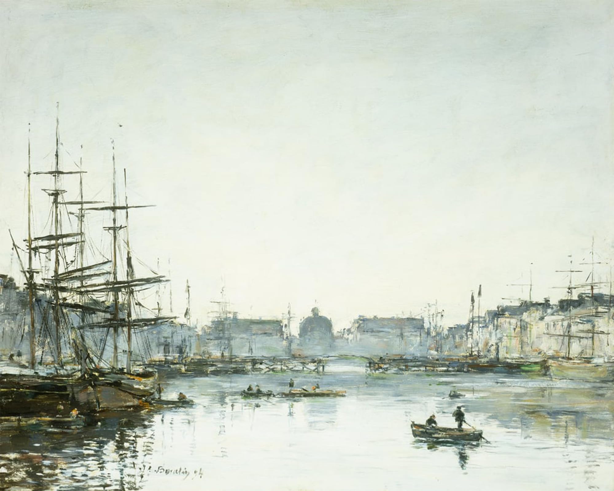 ARTXLXXBN Famous Painting Canvas Artwork Graffiti Print The Trade Basin by Eugene Louis Boudin Portrait Canvas Image for Home Decor 60x90cm