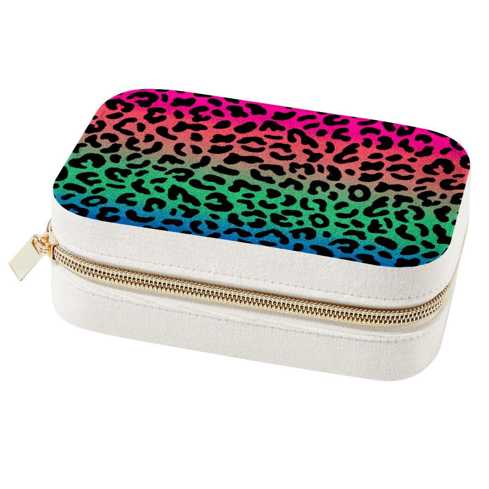 Boîte à bijoux de voyage léopard pour femme et fille, mini organiseur de colliers et bagues