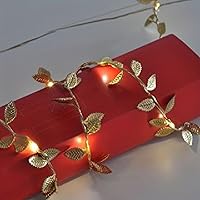 Vista 3 de Guirnalda de hojas de oro artificial de 20 yardas para manualidades, guirnalda de fiestas, bodas, enredaderas artificiales