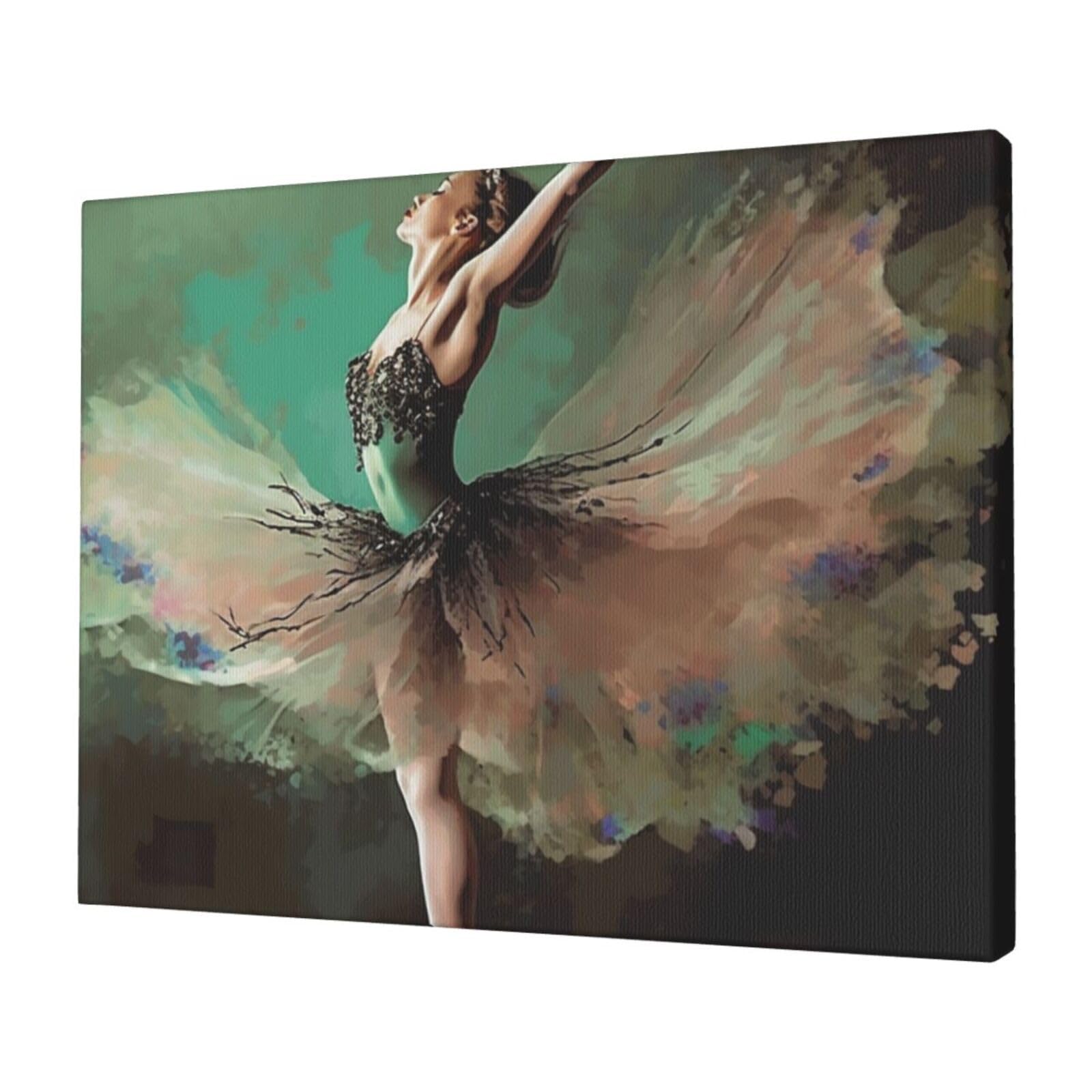 FodPand Canvas Wall Art for Living Room Wall Decor 12"x16" Modern Artwork Painting Pictures Hanging Canvas Prints Ballerina Like Butterfly Aesthetic Wall Art for Bedroom Bathroom Office Wallart Decor