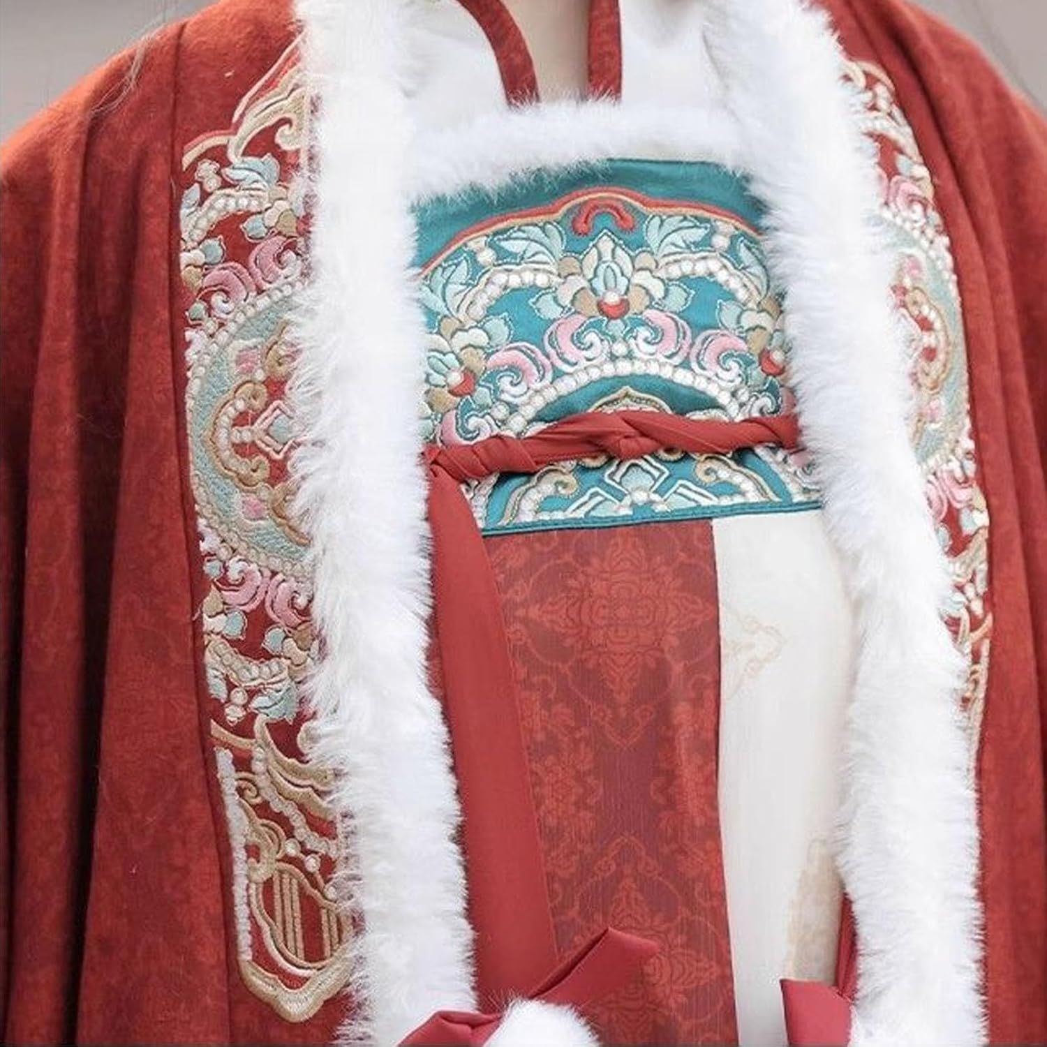 Chinese Traditional Hanfu (154-265 Lb), Elegant Hanfu Set (Thickened), Outerwear + Skirt + Innerwear, Keep Warm