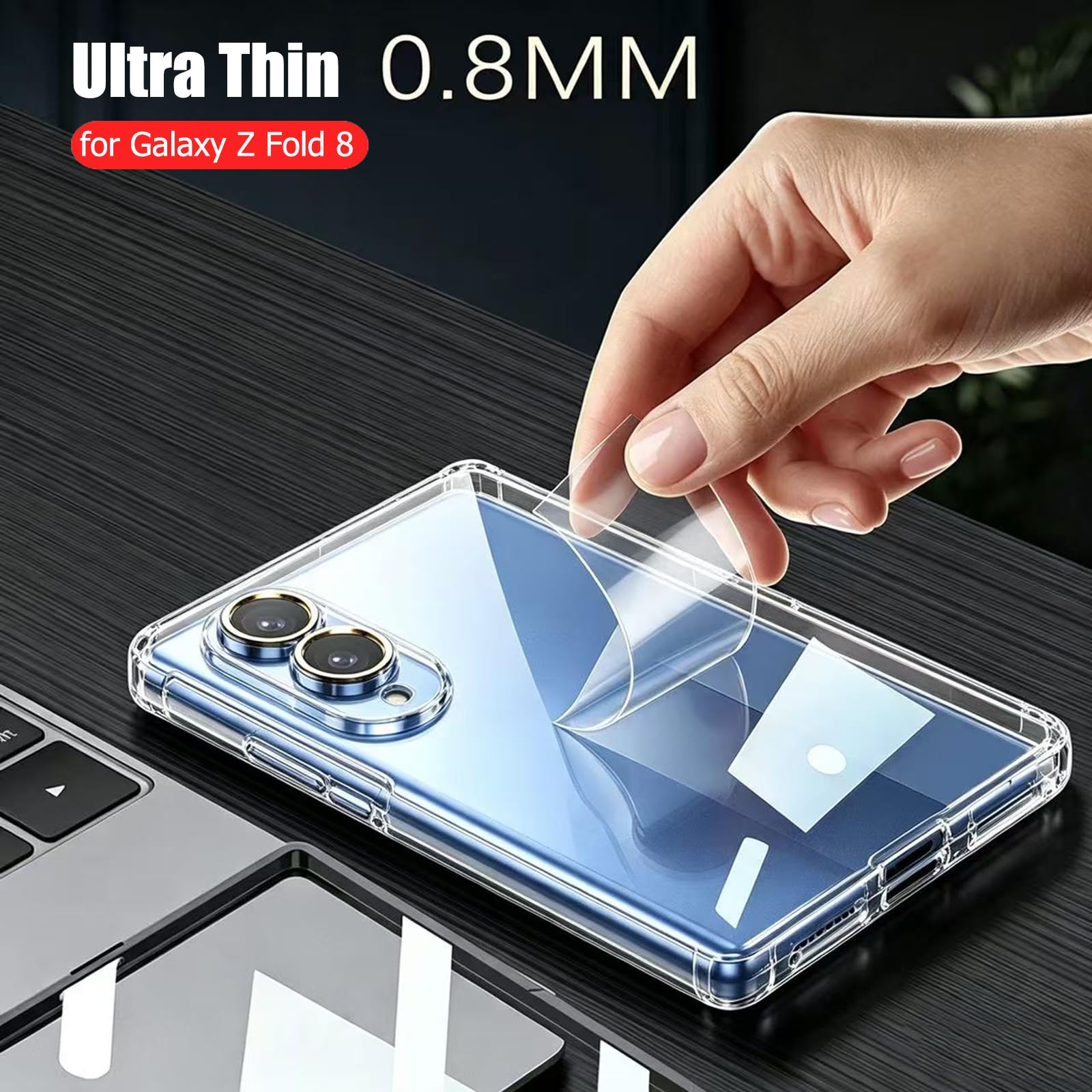 Custodia trasparente per Samsung Galaxy Z Fold 8, con pellicola protettiva frontale integrata, ultra sottile, di lusso, antigraffio, opaca, rigida, in policarbonato, antiurto, per Galaxy Z