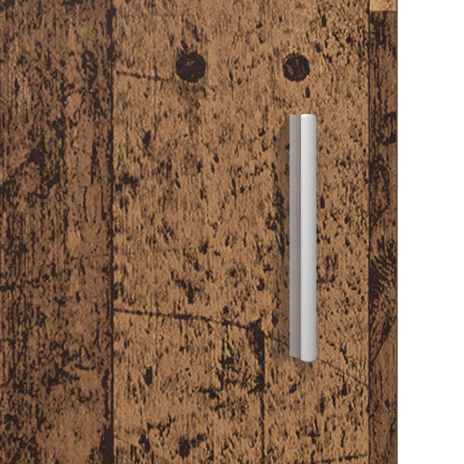Armario de baño Tulum con aspecto de madera vieja, armario de baño estrecho de madera con acabado mate, estantería moderna con mucho espacio de almacenamiento, 37 x 31,5 x 203 cm