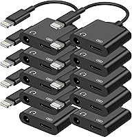 Vista 12 de [Certificado MFi de Apple] Adaptador de carga y audio 2 en 1 para iPhone, dongle divisor de Lightning a conector de auriculares de 3.5mm, compatible