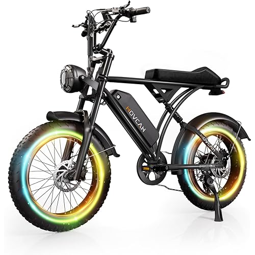 V60/V60 Pro Electric Bike, 48V 15.6/18.2Ah Removable Battery 20” Fat Tire Electric Bike, 1000/1500W Motor 30/33MPH Top Speed Electric Motorcycle, 7 Speed Dual Disc/Hydraulic Brake E Bikes