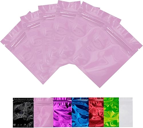 100 bolsas holográficas de tereftalato de polietileno, bolsas de embalaje, bolsas brillantes resellables a prueba de olores, para almacenamiento de