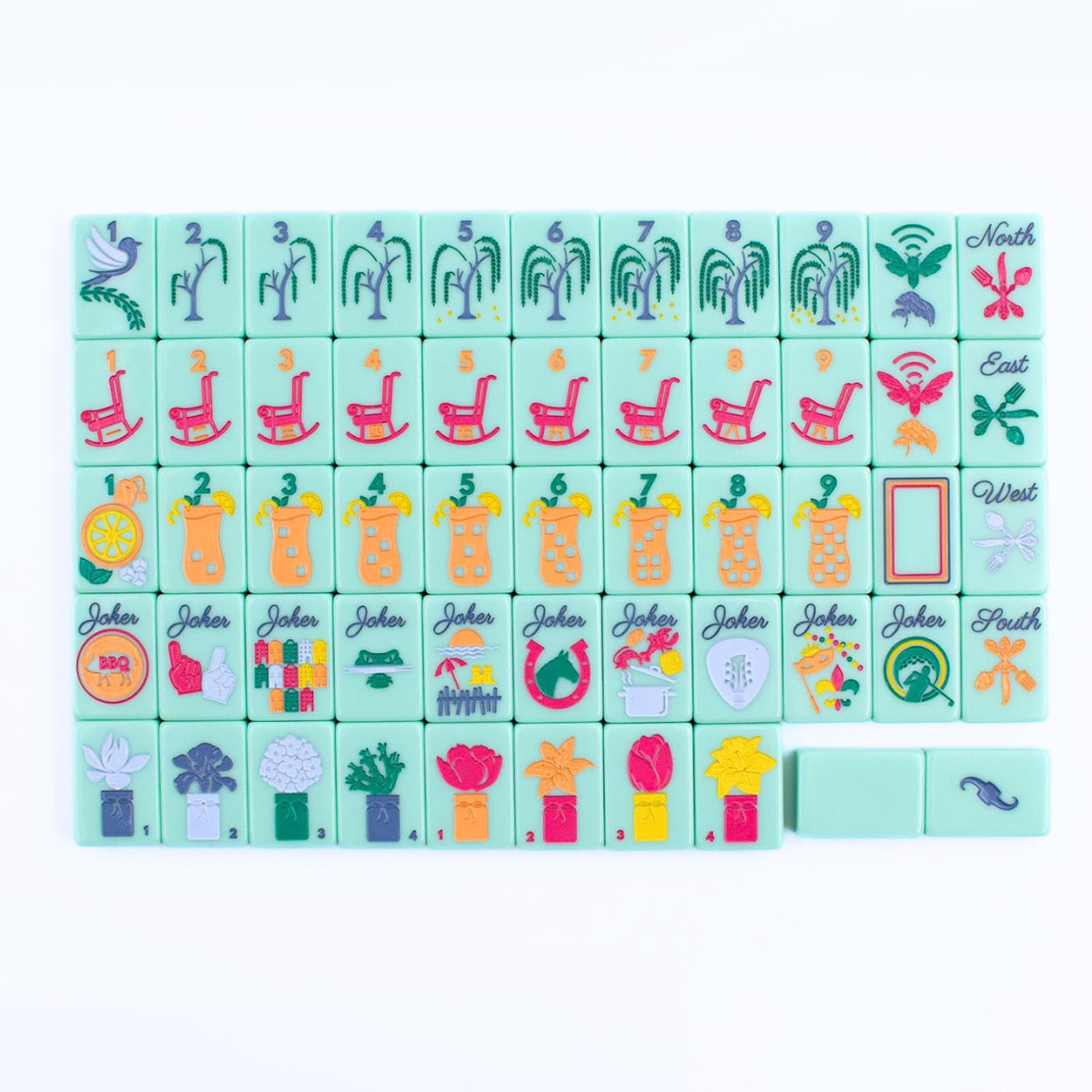Set Mahjong americano verde menta, 160 tessere acriliche premium