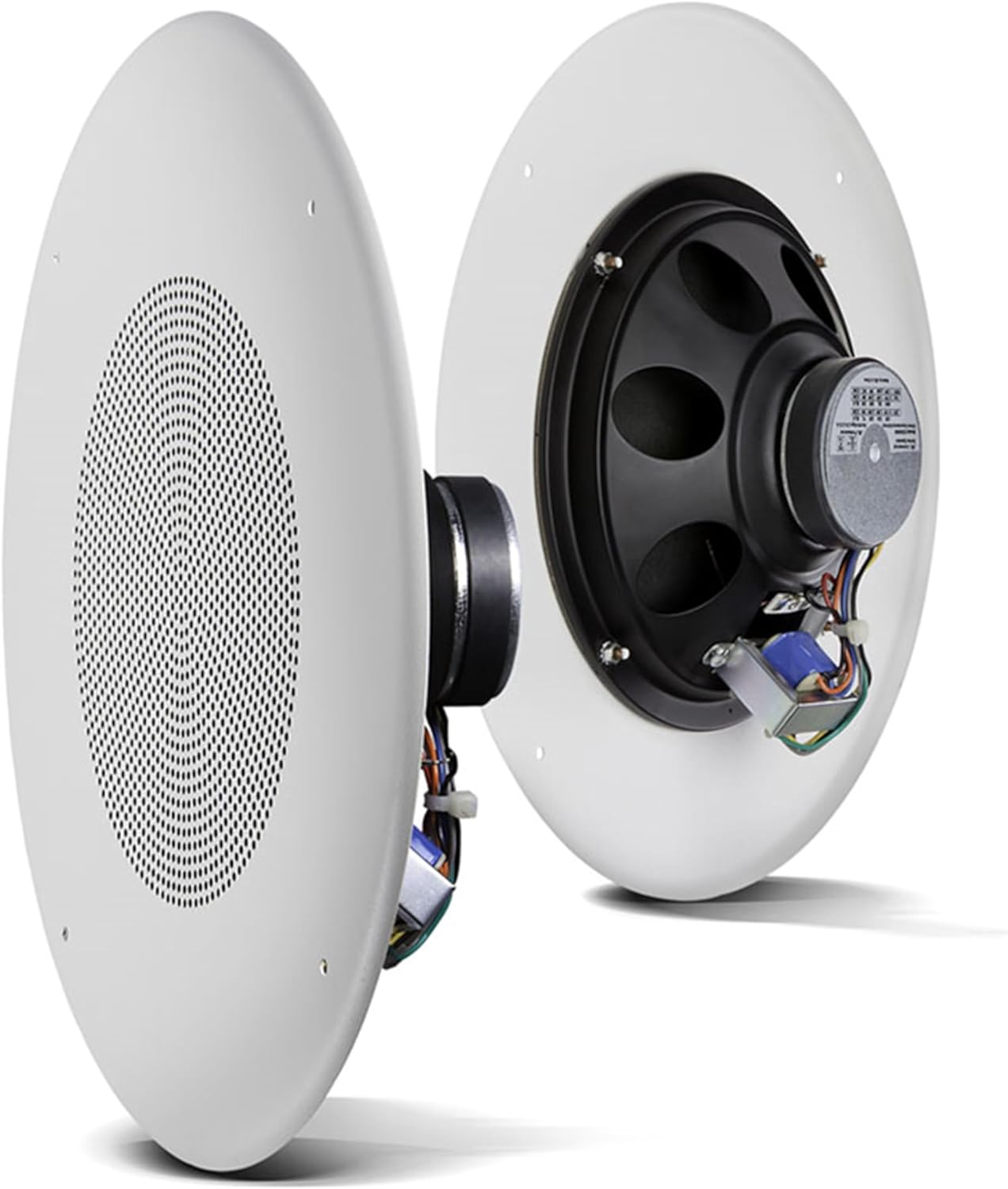 JBL Professional CSS8018 Commercial Series Round Ceiling Speaker, 8”. 10-Watt Multi-Tap Transformer for 100V, 70V and 25V Distributed Lines. Single Speaker. White and Paintable