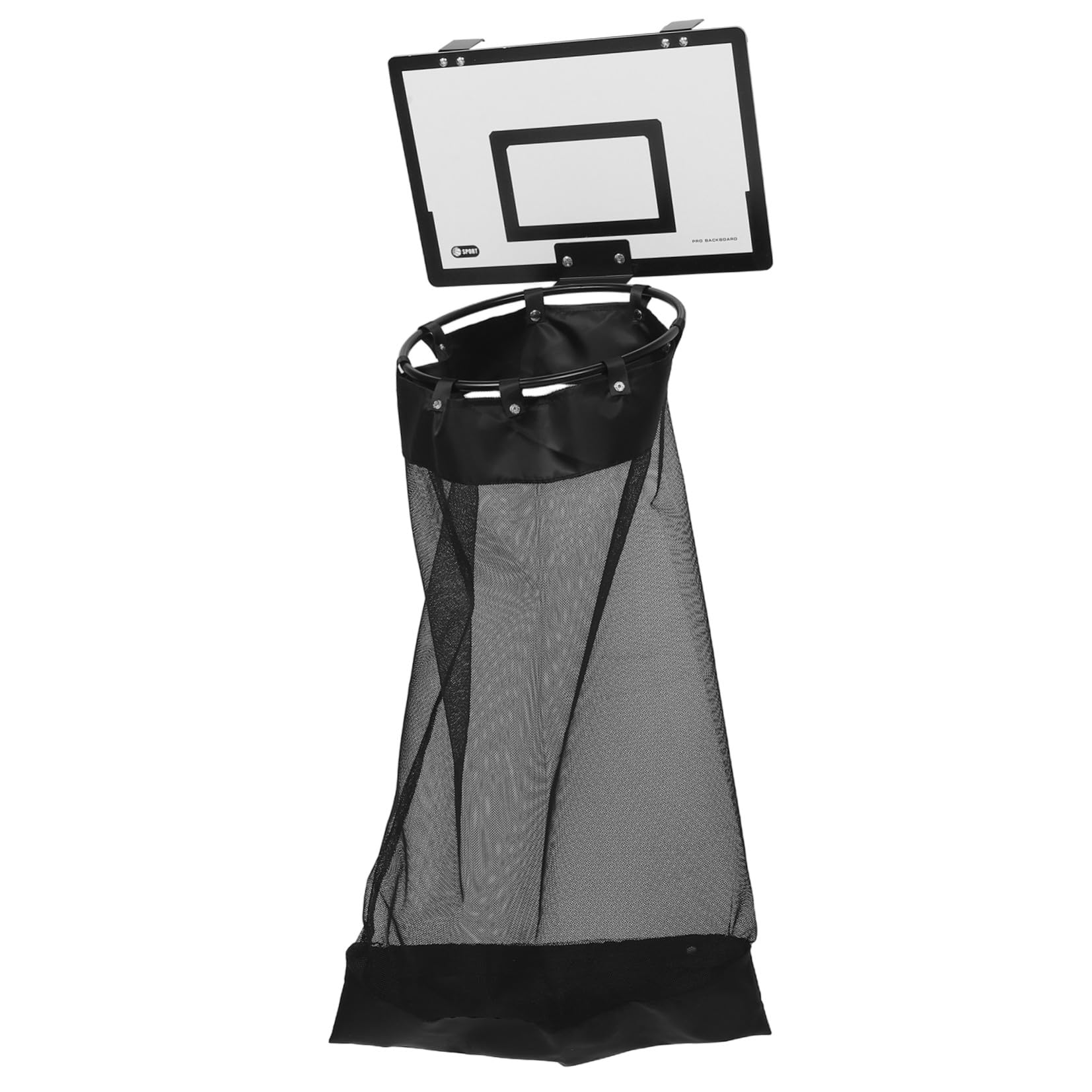 Canestro Basket da Porta per Biancheria, Lavapanni Nero | Pannello in Legno e Ferro, Chiusura con Cerniera, Soluzione Salvaspazio per Casa