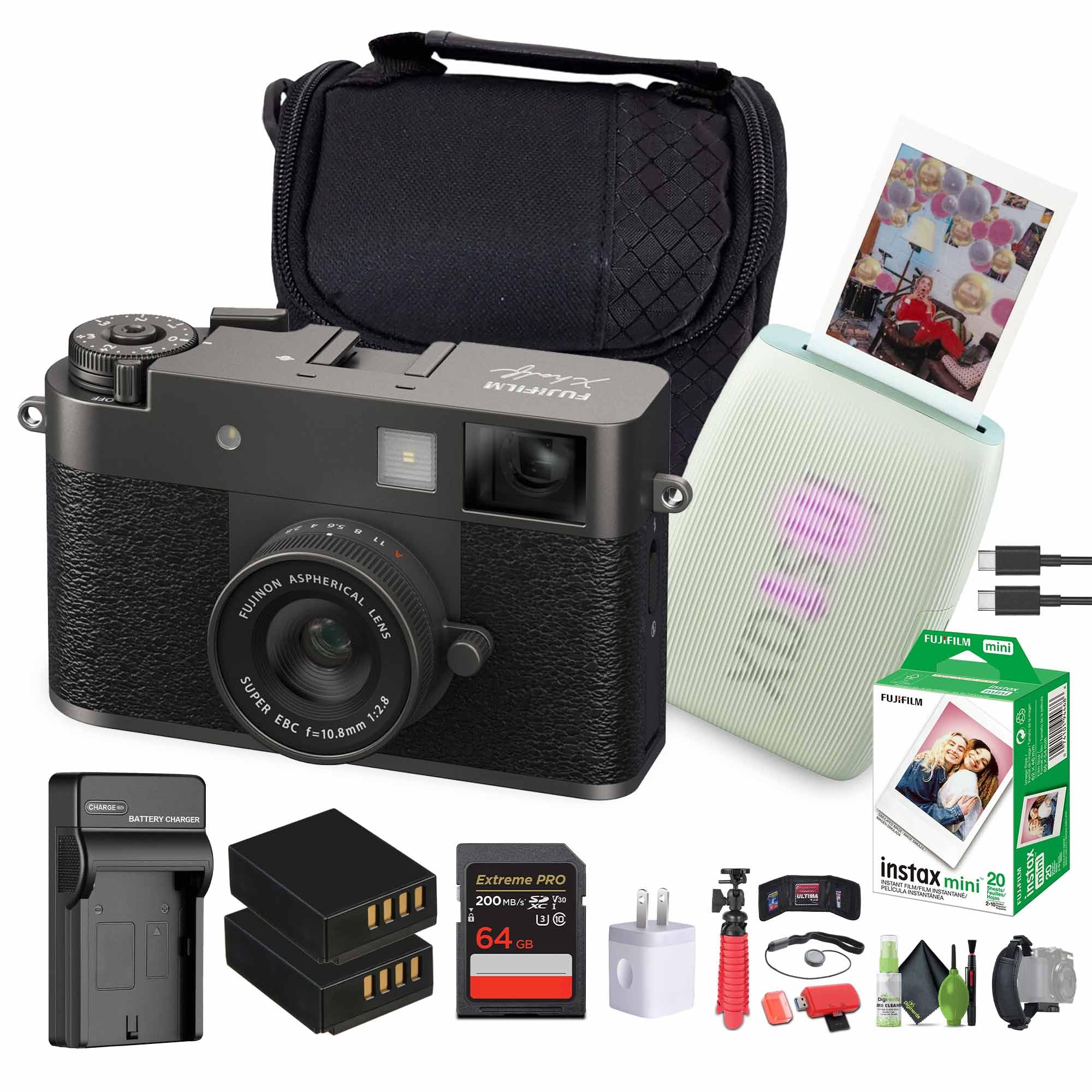 FUJIFILM X Half Point & Shoot Camera (Charcoal Silver) & Power Bundle