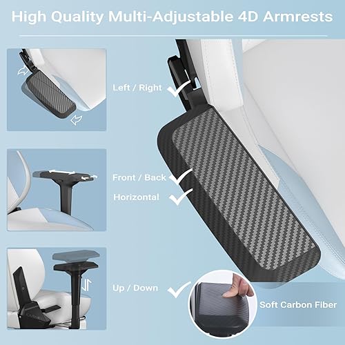 Miniatura 39 de KORNOX - Silla ergonómica de tela con reposapiés para adultos, silla de oficina con respaldo alto, silla de juegos de carreras de tela ajustable en