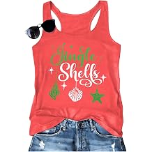 ALLTB Christmas Shirt Women Summer Beach Tank Top Palm Tree Vest Hawaii Xmas Vacation Sleeveless Tops