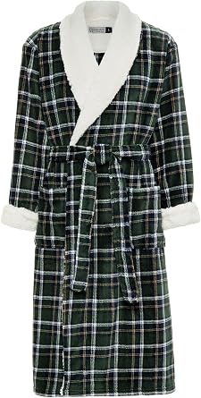 Alexander Del Rossa Mens Long Sleeve Sherpa Robe, Bathrobe