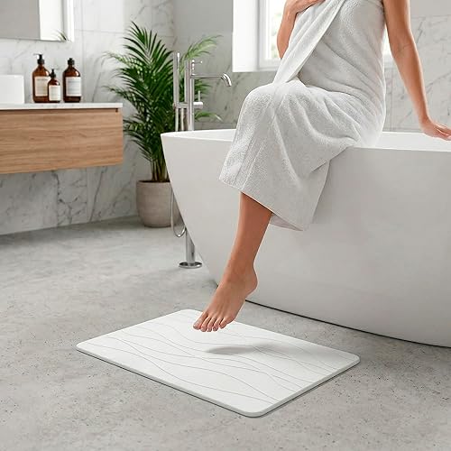 NK Tapis de Bain en Diatomite 60 x 40 cm - Tapis Effet Pierre Ultra Absorbant, S