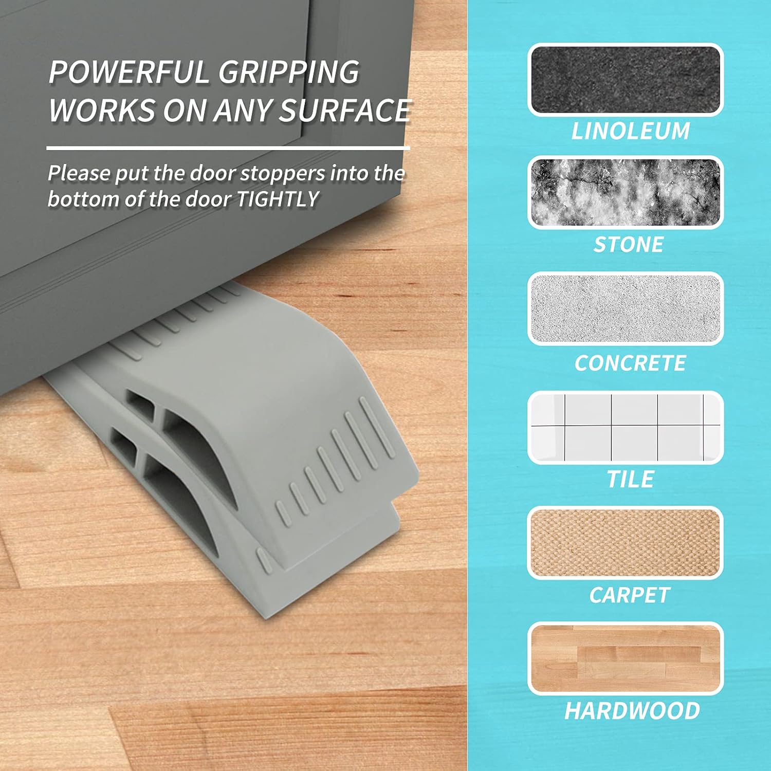 Door Stops for Bottom of Door, Door Stopper Wedge Works on All Floor Types, Heavy Duty Rubber Door Stops, No Sliding Door Stoppers : Office Products