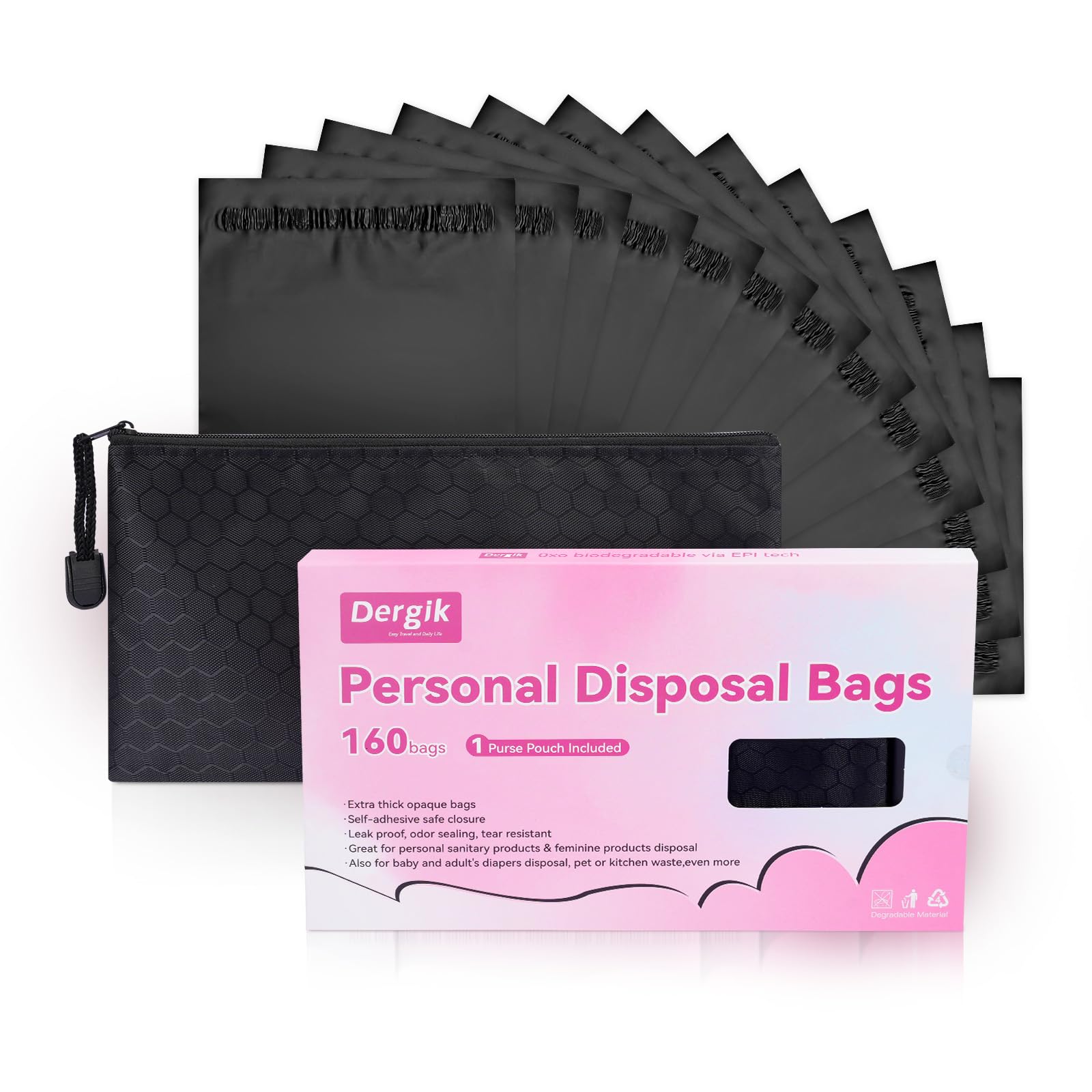 160 pcs Sanitary Napkin Disposal Bags Personal Care Feminine Hygiene Disposal Bags Opaque Odor Control Discreet Disposal for