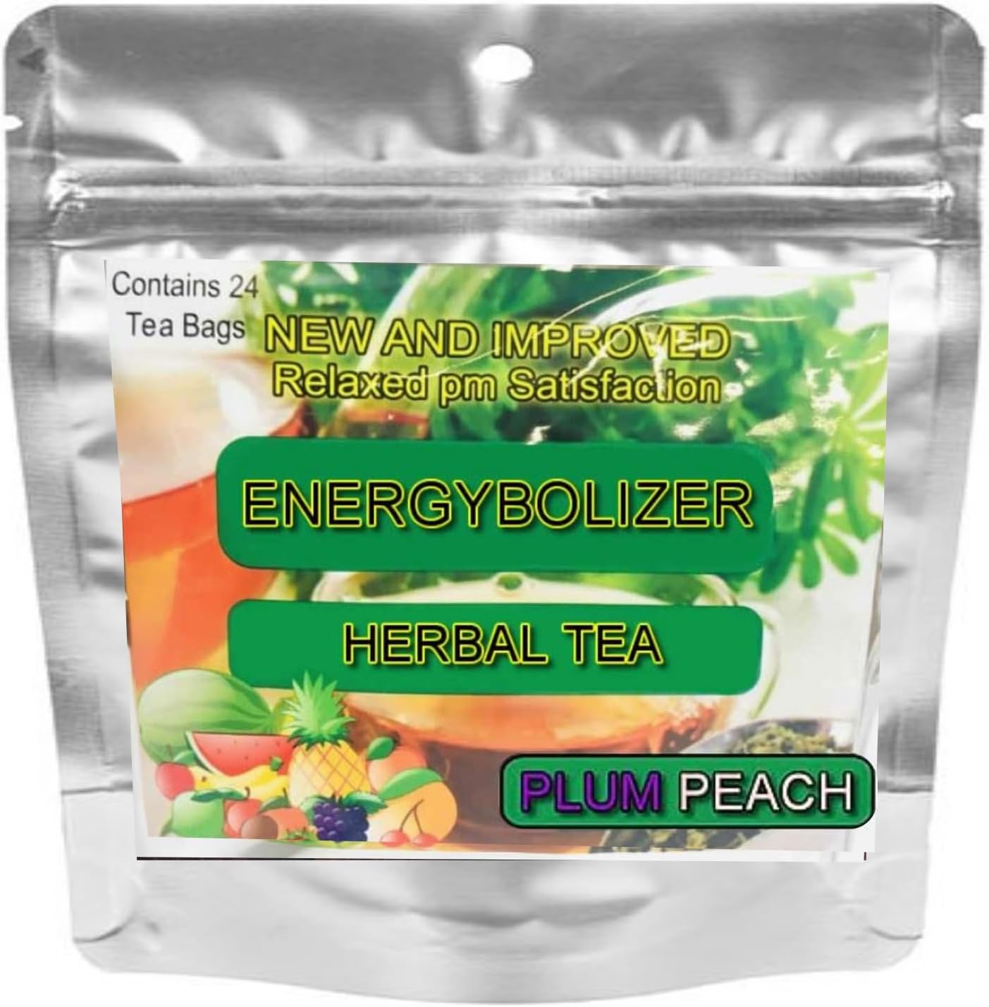 Energybolizer Perfect Weight Herbal Tea (24 Bags)| Natural Energy Booster for Women and Men | Increase Energy, Improve Digestion (Plum Peach)