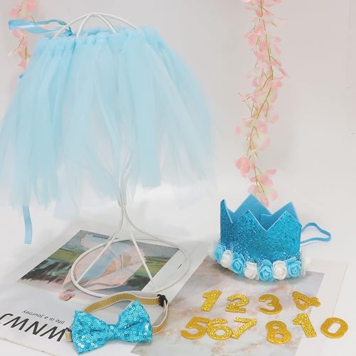 Miniatura 8 de Suministros para fiesta de cumpleaños para perros, sombrero de cumpleaños para perros + pajarita + bandanas para perro + pancarta de feliz