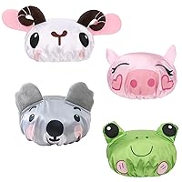 Vista 10 de kilofly Juego de 3 gorros de ducha de animales divertidos para niños, reutilizables, impermeables, juego de sombreros de baño