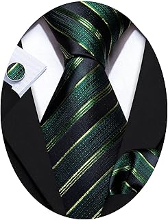 Tie Sets for Men Silk Stripe Necktie Woven Checkered Handkerchief Cufflinks Formal Business Wedding