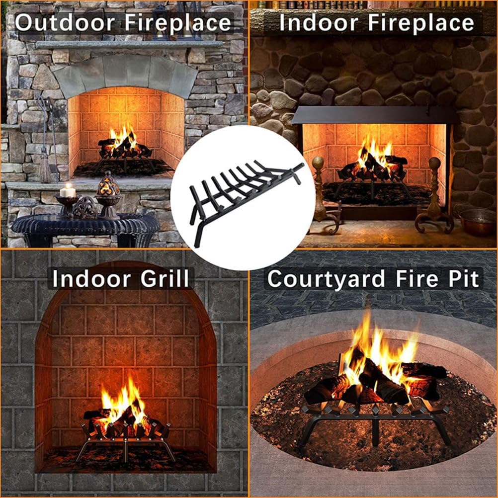 33" Fireplace Grate,Solid Steel Heavy Duty Fireplace Log Holder with 8 Support Legs, for Inside The Fireplace Accessories Outood Fire Pit Kindling Fireplace Tools